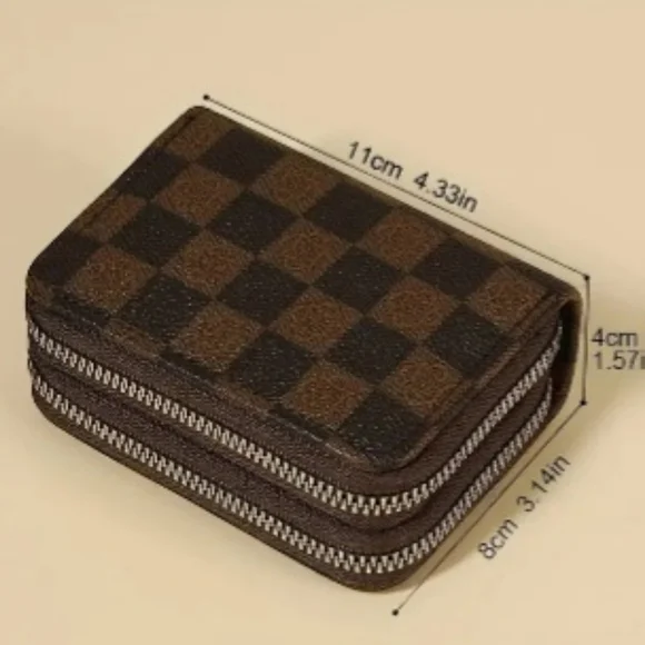 Brown Monogram Checkerboard Wallet Zip Zippy Around Double Zip Walet Brown/Black - Picture 15 of 16